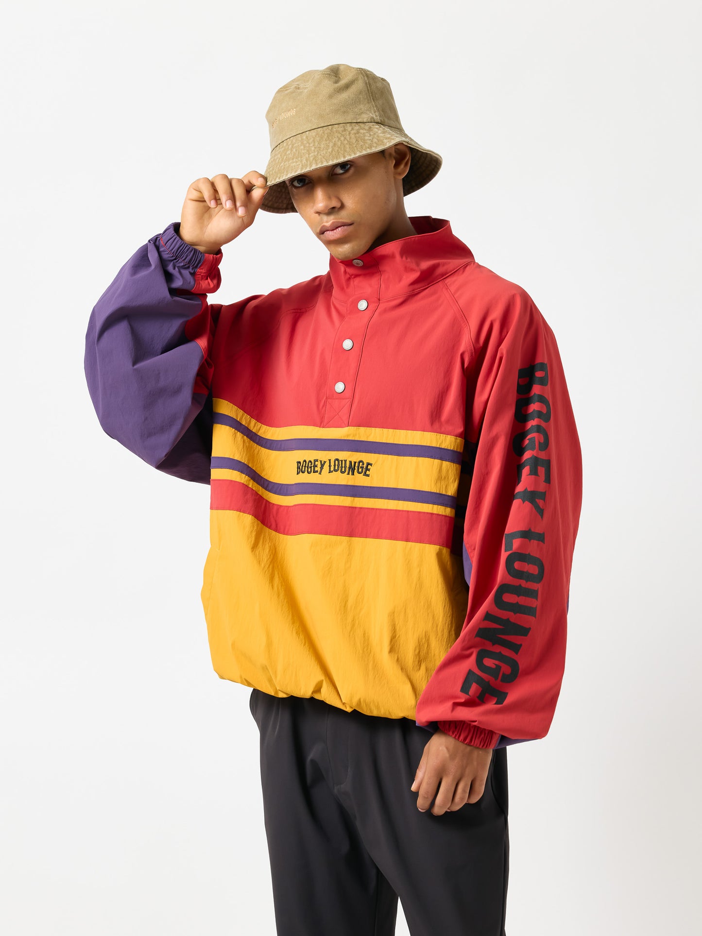 Half-Button Stand Collar Blouson