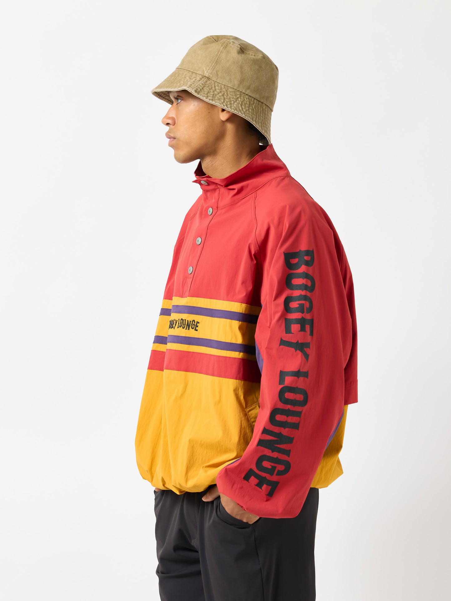 Half-Button Stand Collar Blouson