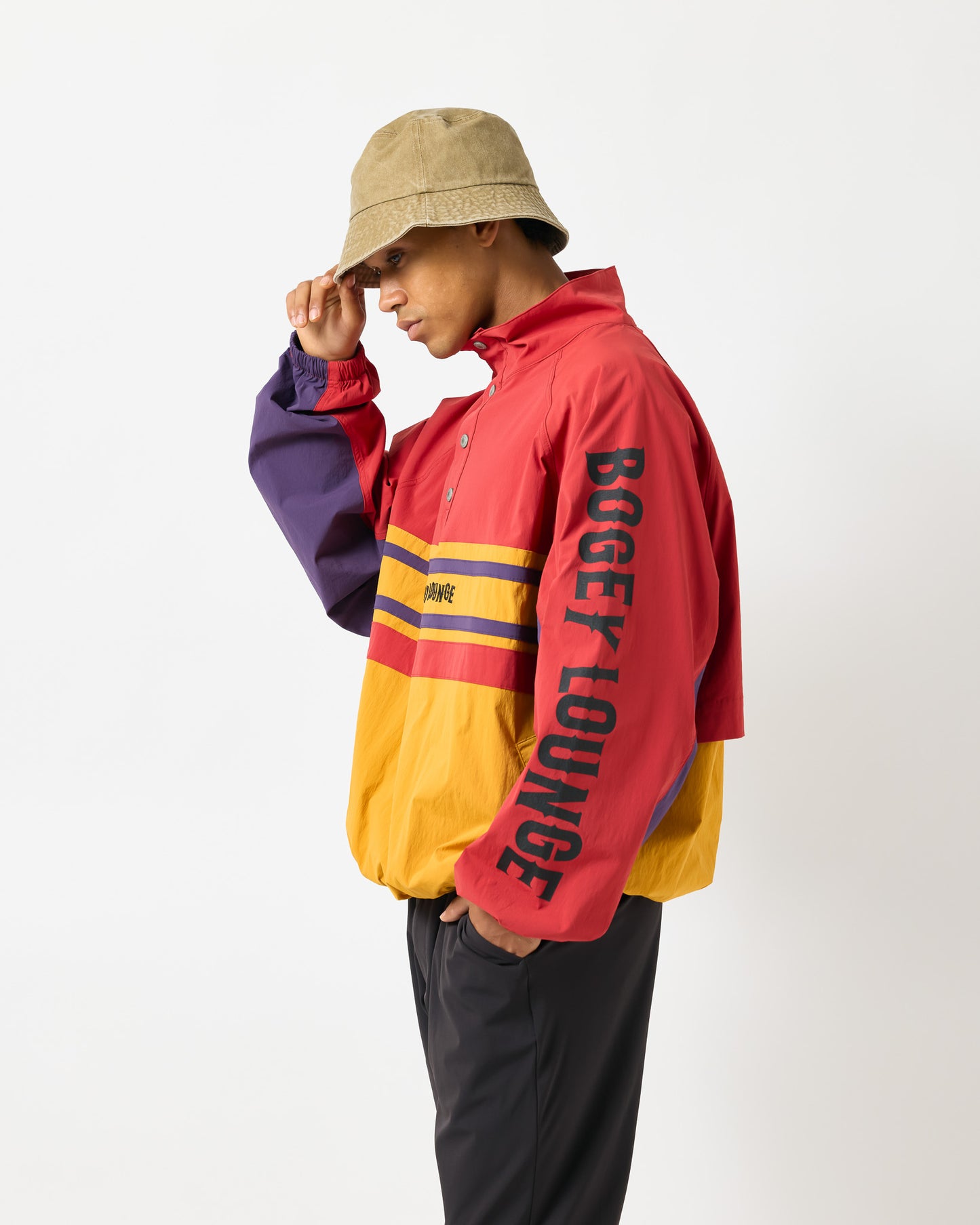 Half-Button Stand Collar Blouson