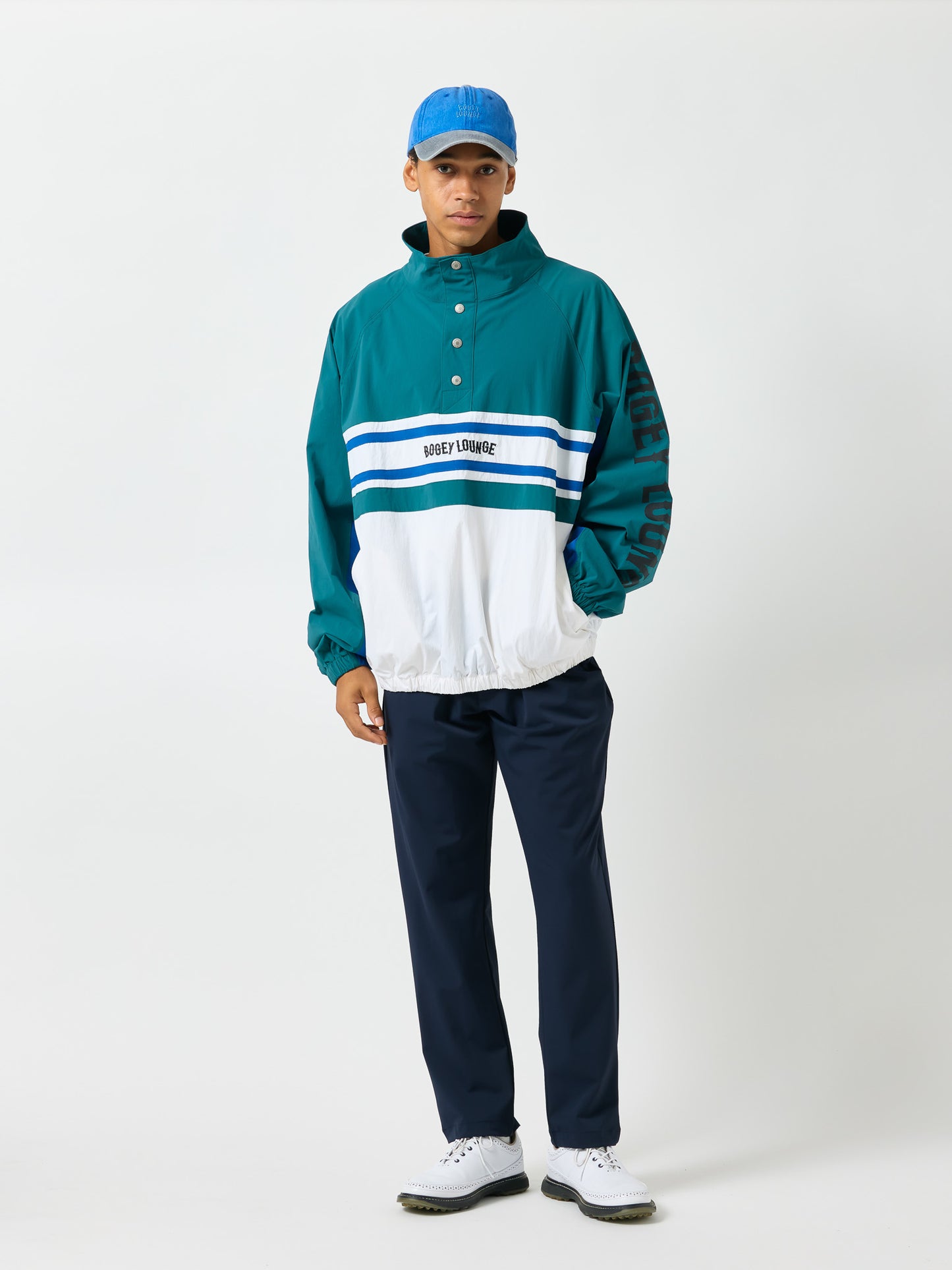 Half-Button Stand Collar Blouson