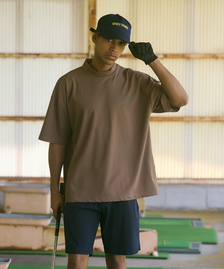 Stretch Mini Pique Mock Neck Short Sleeve T-shirt