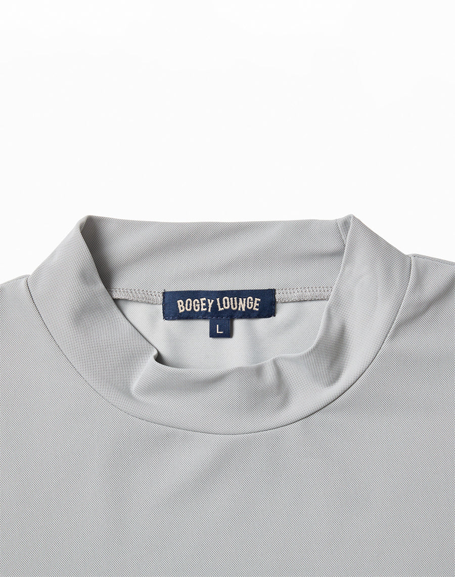 ナイロン鹿の子モックネック半袖Tシャツ