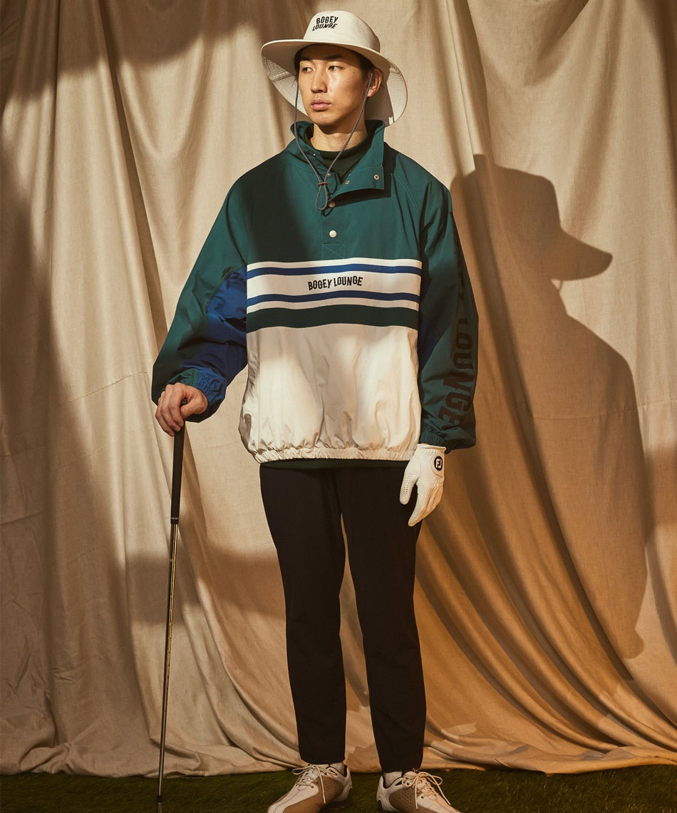 Half-Button Stand Collar Blouson