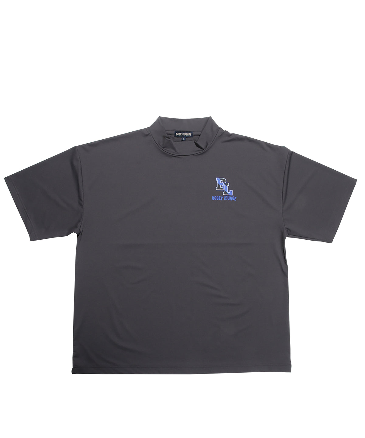 ストレッチメッシュモックネック半袖Tシャツ チャコール