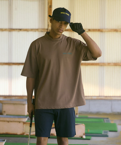 Stretch Mini Pique Mock Neck Short Sleeve T-shirt