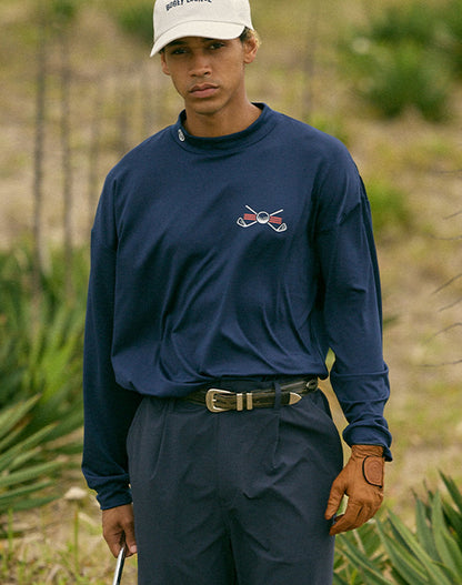 モックネック長袖トップス