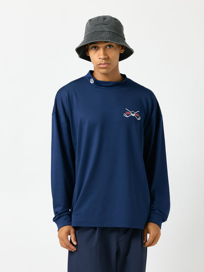 モックネック長袖トップス