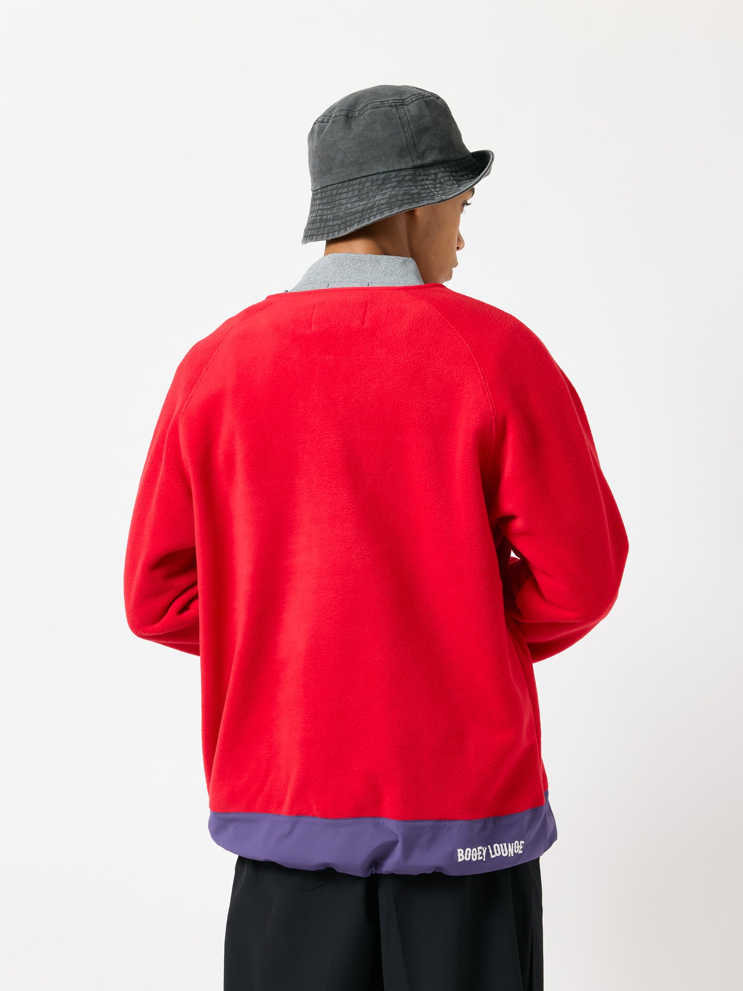 レトロ配色 長袖ハーフジップフリース