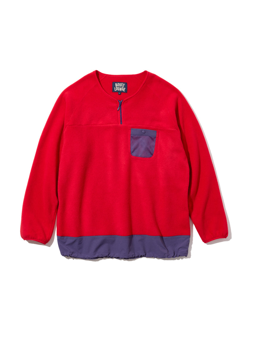 レトロ配色 長袖ハーフジップフリース