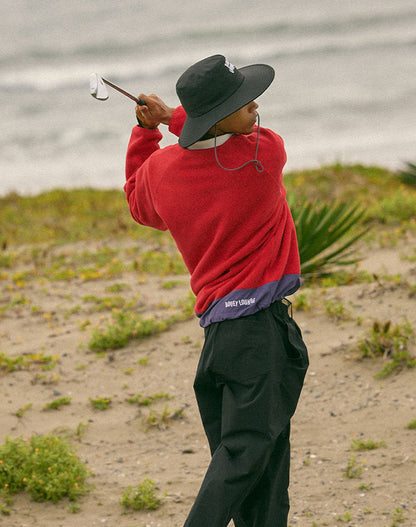 レトロ配色 長袖ハーフジップフリース