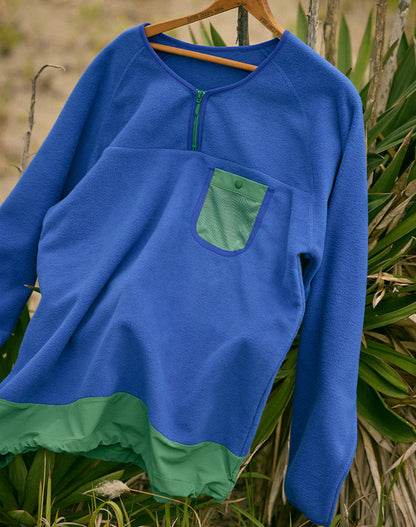 レトロ配色 長袖ハーフジップフリース