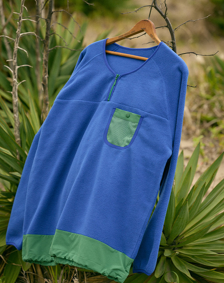 レトロ配色 長袖ハーフジップフリース