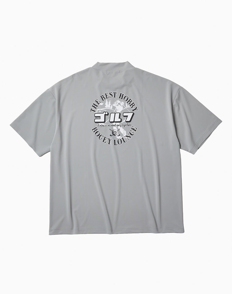 ナイロン鹿の子モックネック半袖Tシャツ