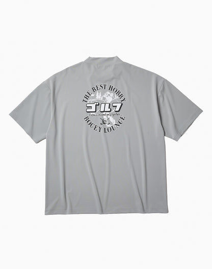 ナイロン鹿の子モックネック半袖Tシャツ