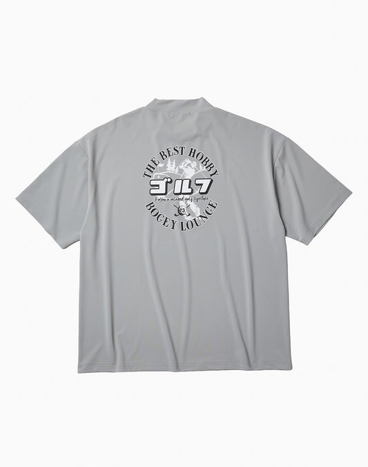 ナイロン鹿の子モックネック半袖Tシャツ