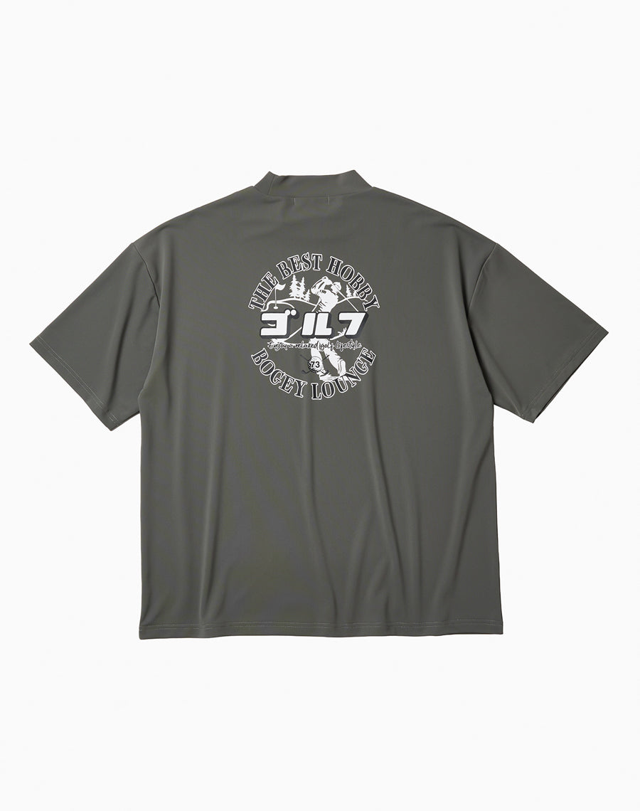 ナイロン鹿の子モックネック半袖Tシャツ