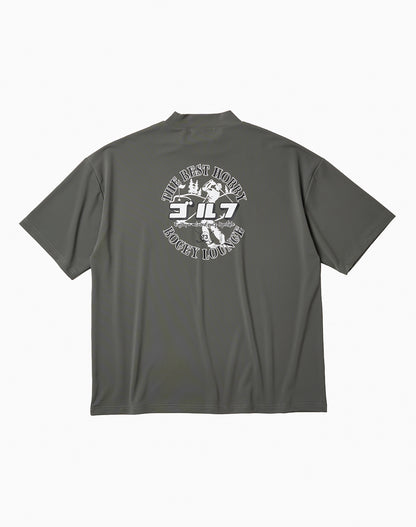 ナイロン鹿の子モックネック半袖Tシャツ