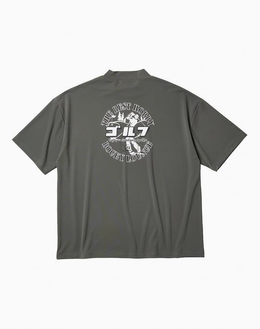 ナイロン鹿の子モックネック半袖Tシャツ