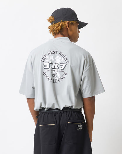 ナイロン鹿の子モックネック半袖Tシャツ